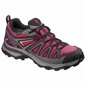 Dámske Turistické Topánky Salomon X ULTRA 3 PRIME GTX W Siva/Čierne/Červené,918-54247